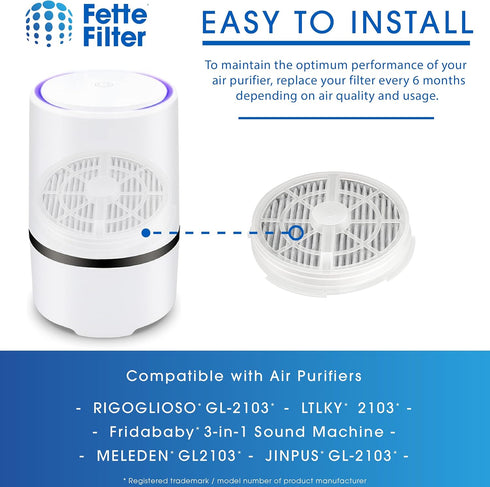 Fette Filter - True HEPA Replacement Filters with Activated Carbon for Fridababy, Meleden, RIGOGLIOSO GL-2103