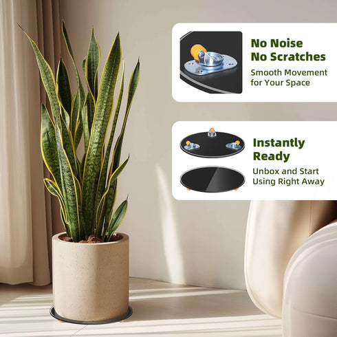 NBYONE Indoor,12inch 360 -12" Use(12inch Plant Stand with Wheels Plant Caddy with Wheels Swivel Casters Tempered Glass