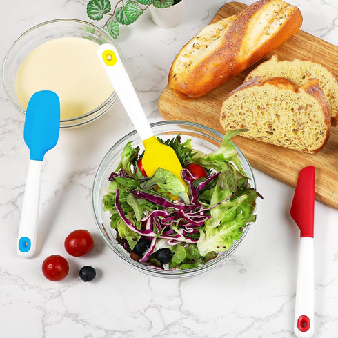Webake Mini Silicone Spatula Set, Non-Stick Small Spatulas with Sturdy Handle, Nice for Small Jars and Cans, Mixing, Cooking and Baking, Heat Resistant and Dishwasher Safe, Great for Kitchen Use by Webake