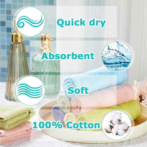 52 Pack 13" 13" Tudomro Wash Cloths Bulk x Cotton Washcloths for Face and Body, Face Towels Bath Rags Facecloths