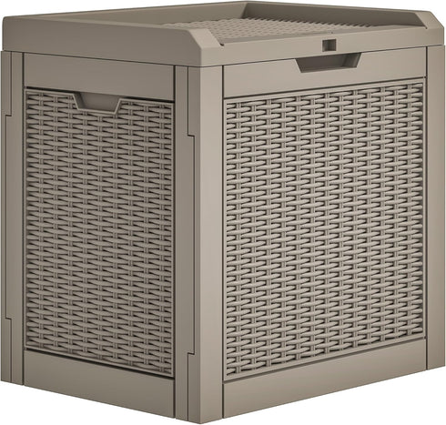 YITAHOME 32 Gallon Deck Box, Resin Storage with Lockable Lid & Side