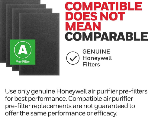 Honeywell HRF-A100 Air Purifier Pre Kit Filter, 4-Pack - Targets Dust, VOC, Pet, Kitchen, and Wildfire/Smoke Odors
