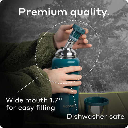 46 oz 45 65 BOBBER Stainless Steel Thermo Flask with Removable Tea Infuser Keeps Hot Hours, Cold Hours BPA-Free