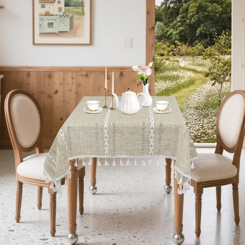 36 36 inch, Small Square Tablecloth x Boho Linen Table Cover for Round Coffee Table, Side End Bedside, Nightstand Cover
