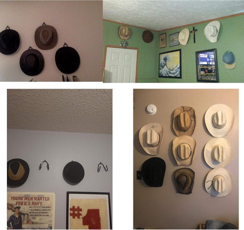 YYST Cowboy Hat Rack, Wall Mount Cowboy Hat Holder Organizer - 4 Pack