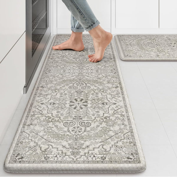 KIMODE Kitchen Mats Set of 2, Cushioned Anti Fatigue Non-Slip Kitchen Rugs, Padded Floor Mat for Sink, Laundry, Office