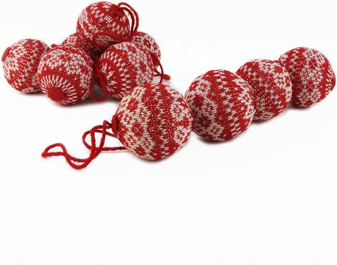 WEWILL 10 PCS Red Knitted Sweater Christmas Ball Ornaments - 2.75" Festival Decorations
