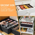 Criusia 3 Pack Closet Organizer Dividers, 64 Cell Fabric Foldable Storage Boxes for Socks, Underwear, Ties, Black
