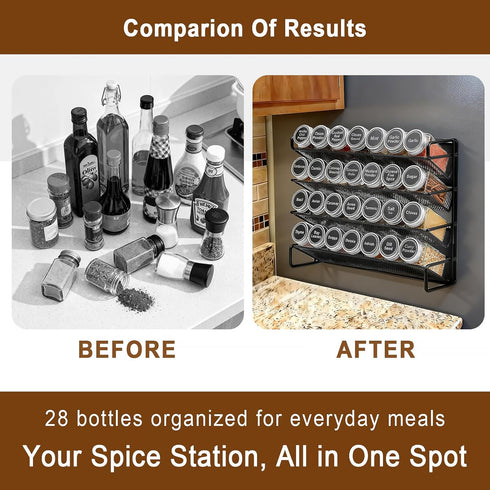 28 386 4 Set, 13.2'' 9.8 UVIAHOMI Magnetic Spice Rack Organizer for Refrigerator with Spice Jars, Spice Labels, Hook