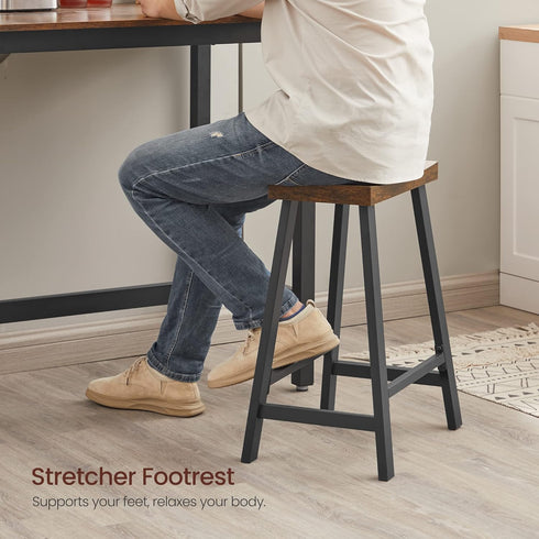 Set 2, Counter 23.6 Inches ULBC074B01 VASAGLE Bar Stools of Height Stools, Bar Chairs with Footrest, High Kitchen