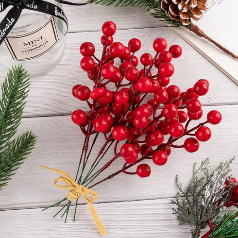 himmel 35 Pack Decorations,9 inch Christmas Tree Artificial Red Berry Stems,Red Berries Christmas Decor Christmas Tree