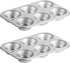DecorRack 2 Pack Non-Stick Muffin Pans, 6-Cup Bakeware for Baking Cupcakes