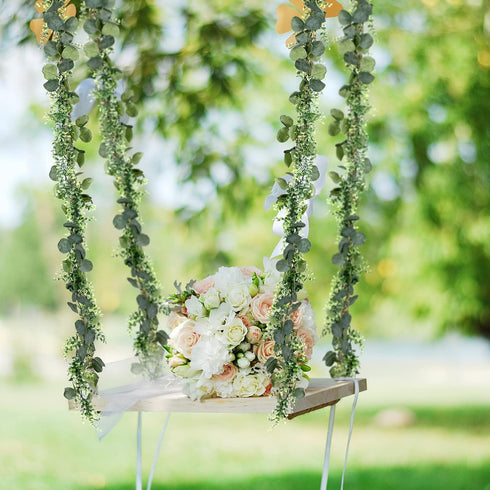 2 Pack 6 20 ft Artificial Eucalyptus Garland with Lights Spring Garland with LED Fairy String Lights Fake Eucalyptus