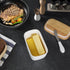 Countertop, 4X 4oz GDCZ Ceramics Butter Dish with Wooden Lid- Large Covered Butter Holder for Butter Keeper Container