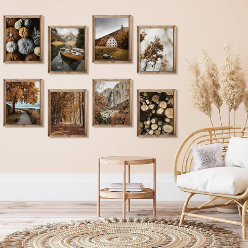 JarThenaAMCS 12Pcs Fall Wall Art Prints: Country Autumn Landscape Art Poster for Seasonal Home Gallery, 8 x 10in