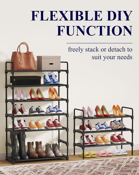 Closet, 27.6" Kitsure Shoe Rack for Sturdy Shoe Storage for Entryway, Space-Saving Shoe Rack Small and Shoe Shelf