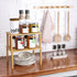 Cabinet Organizer Shelf, Set of 2 Kitchen Counter Shelves, Bamboo Spice Rack, Stackable Expandable Kitchen Storage Shelf