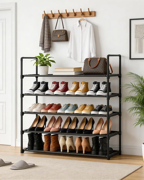 Yegazte 5 34.3" 20-25 Closet, Tier Shoe Rack Large Capacity, Wide Adjustable Shoe Organizer for Pairs, Sturdy Non-Woven