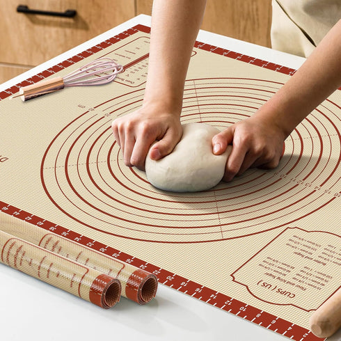 Silicone Baking Mat, 28" x 20" Extra Thick Non Stick Sheet with Measurement, Reusable Food Grade Dough Rolling Mat