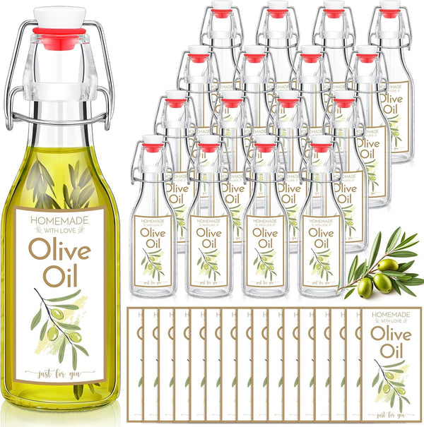 Havawish 16 Pcs 8 oz Homemade Olive Oil Swing Top Glass Bottles Clear