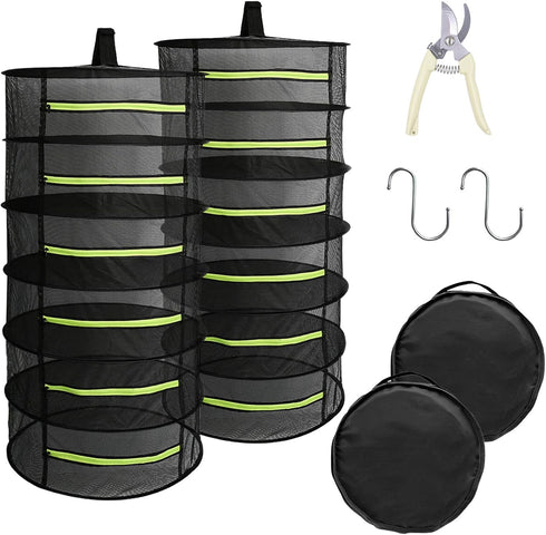Tanzfrosch 2 PCS Herb Drying Rack 6 Layers Mesh Hanging with Zipper