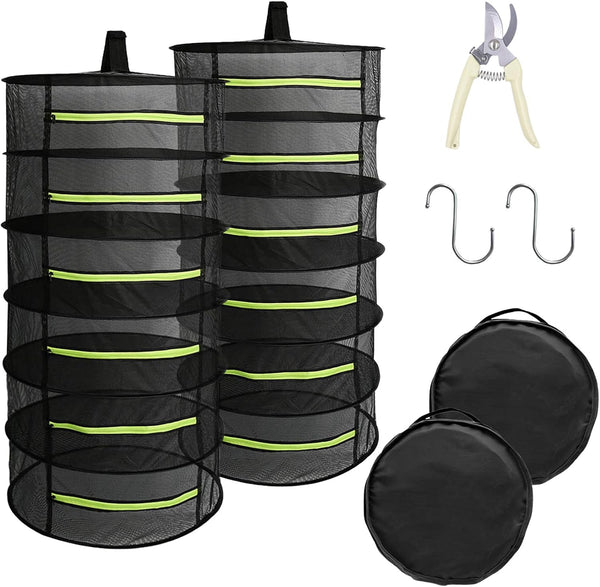 Tanzfrosch 2 PCS Herb Drying Rack 6 Layers Mesh Hanging with Zipper