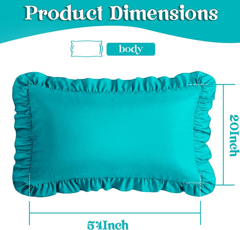 Set 1, 20" 54", KKJIAF Ruffle Body Pillow Cases of Ruffled Pillow Covers with Envelope Closure, Wrinkle Resistant