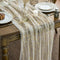 Artoid Mode Beige Gold Gauze Table Runner 120 Inch 10FT, Glitter Metallic