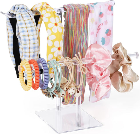 Acrylic Headband Holder, Clear Scrunchie Holder Organizer, Hair Accessories Display Stand for Women and Girls