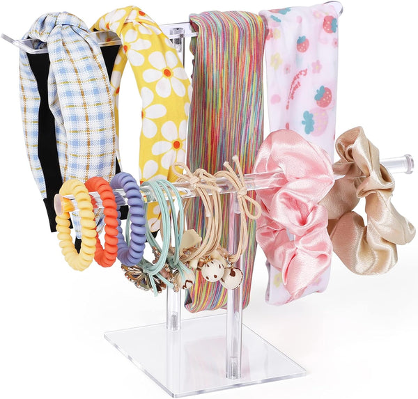 Acrylic Headband Holder, Clear Scrunchie Holder Organizer, Hair Accessories Display Stand for Women and Girls