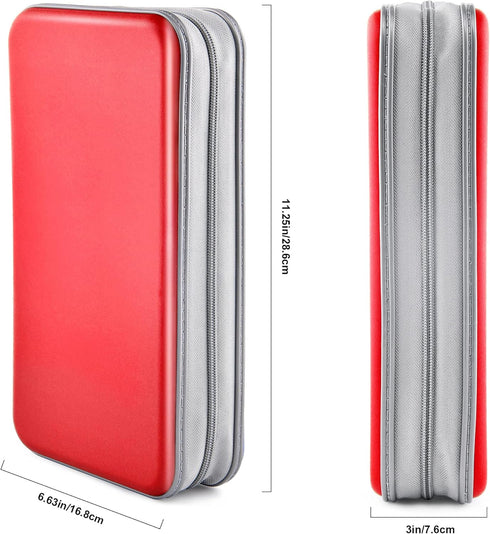CD Case Wallet, 80 Capacity DVD VCD Media Blu-ray Holder, Storage Organizer, Red