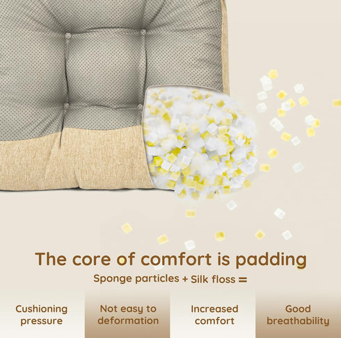 Vicatiful Ties,Set 2 Non-Slip Rocking Chair Cushion,Extra Large Linen Thick Chair Pads,Durable High Back Seat Cushions