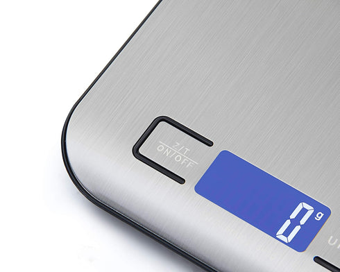 Digital Kitchen Scale, Food Scale for Meat and Baking, Up to 11 lb (1g-5KG), Silver Stainless Steel