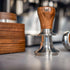 Calibrated Espresso Tamper 58mm Walnut, Auto-Leveling Stainless Steel Ripple Base Coffee Tamper with Replacement Springs