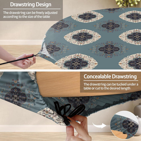 36-44" Summer Fitted Round Tablecloths Reusable Stain Resistant Table Clothes Vinyl Indoor Outdoor Circular Cover