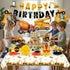Set 4 Construction Birthday Party Supplies for Boy Birthday Decorations with Foil Truck Balloons Happy Birthday Banner