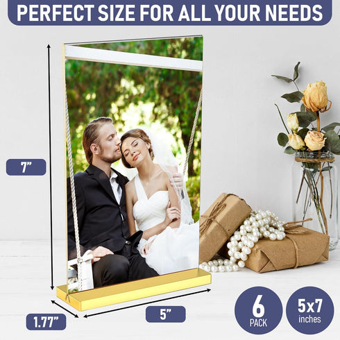 5x7 6 pack, Luxurious Acrylic Gold Frames, Stunning Photo Displays, Enhance Your Event Ambience with Exquisite Gold