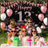 13th Birthday Decorations Backdrop Banner, Happy 13th Birthday Sign for Girls, Rose Gold Photography Background