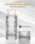 DmmyAlzx Set, 21.6 Oz 6 Oz Bedside Water Carafe and Glass Mouthwash Dispenser for Bathroom, Glass Water Bottles