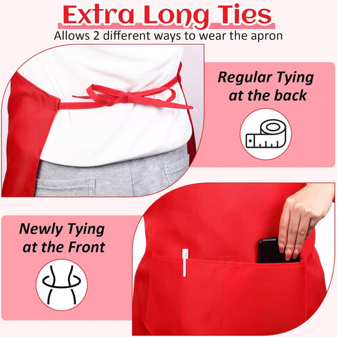 24 Pack 2 JaGely Adjustable Bib Apron with Pockets Black Aprons Bulk for Server Adult Women Kitchen Apron Water Oil