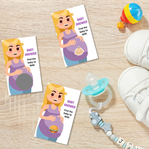 40 Cute Baby Shower Games - Scratch Off Lottery Ticket Raffle Cards with 4 Winners & 4 Loser Designs