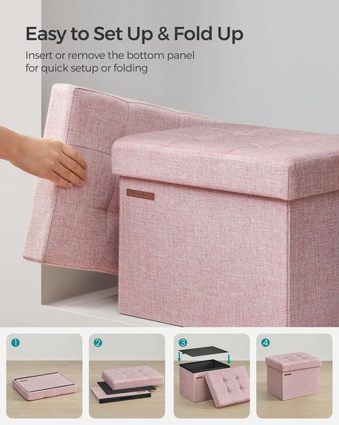12.2 16.1 12.2 Inches, 286 lb ULSF102R01 SONGMICS MAZIE Collection - Small Folding Storage Ottoman, Foot Rest Stool, x