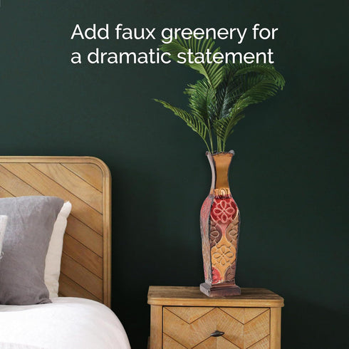 Elements Harlequin Embossed Decorative Metal Vase, 17-Inch, Home Decor for Floral Arrangements
