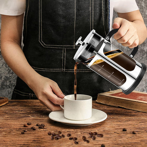 French Press Coffee Maker, 34oz (1 Quart, 5-6 Cup), Heat Resistant Borosilicate Glass, Cold Brew Coffee Tea Pot Gifts