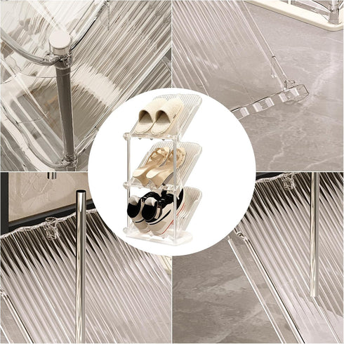 4 YYW Narrow Shoe Rack Vertical Shoes Rack for Entryway Corner Shoe Storage Organizer for Small Spaces Transparently