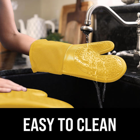 BPA-Free Soft Silicone Oven Mitts, Ultra Heat Resistant with Thick Cotton Liner, Long Slip Resistant Pot Holders