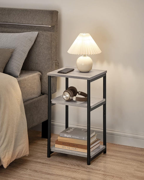 ULET273B02 VASAGLE Side Table, Small End Table, Tall Nightstand for Living Room, Bedroom, Office, Bathroom, Greige