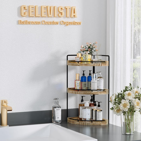 Counter 3 Countertop Corner Bathroom Organizer, Tier Bathroom Storage for Skincare, Sink Shelf for Kitchen Decor
