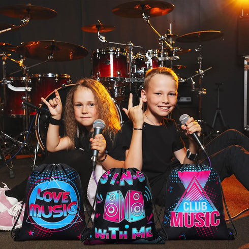 32 11.81 9.84 Inch Funtery Pcs Music Party Drawstring Bags Music Party Favors Birthday Treat Bags for Teens Social
