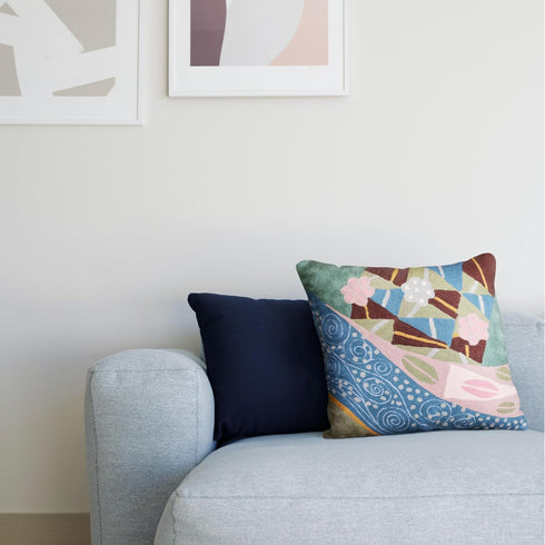 Klimt Blue Modern Pillow Cover, 18x18 Inch Seed Art Nouveau Pillowcase for Farmhouse Chair Cushion